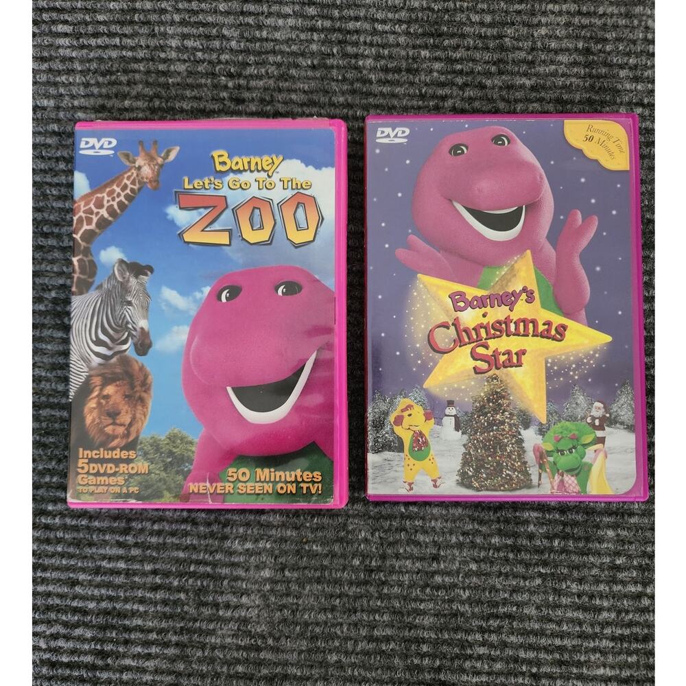 Barney Lot of 2 DVDs Barney's Christmas Star and Barney Let's Go To The Zoo